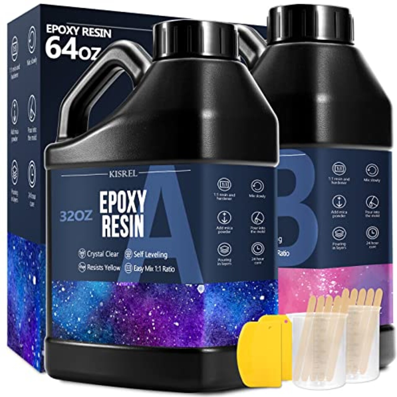 Epoxy Resin 64OZ Crystal Clear Epoxy Resin Kit No Yellowing No